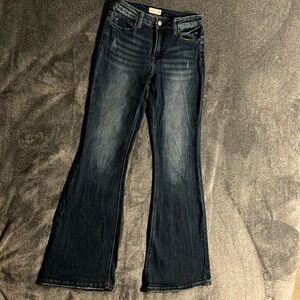 dark blue flare/wide leg jeans